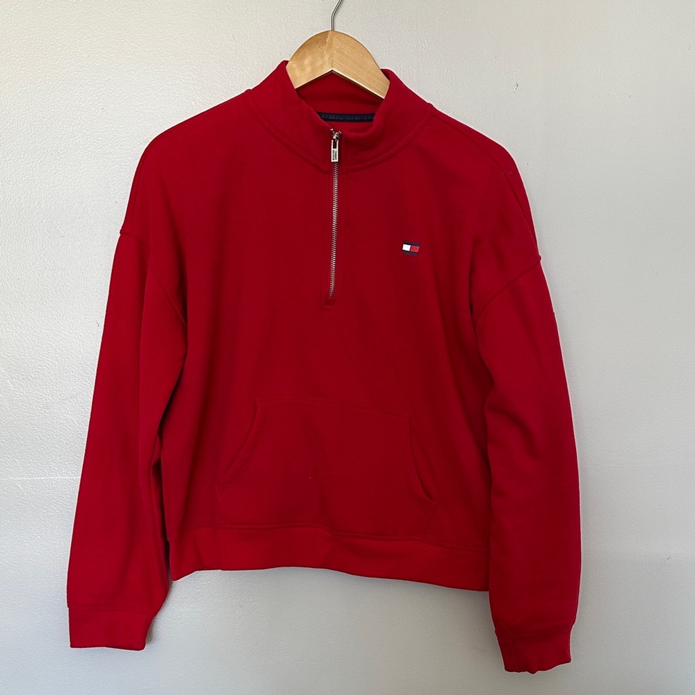 Tommy Hilfiger Women's Red Half-Zip Sweater